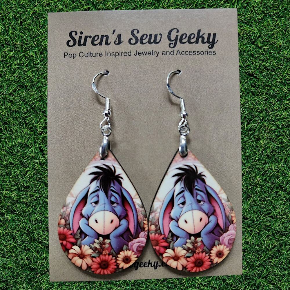 Eeyore Floral Earrings Winnie the Pooh Disney - Picture 2 of 3